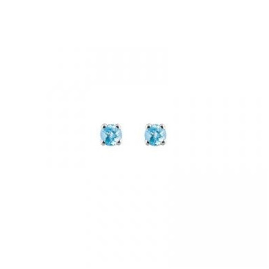Boucles d'oreilles or 18 carats Topaze bleu 3mm