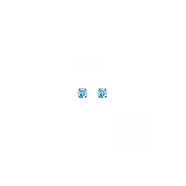 Boucles d'oreilles or 18 carats Topaze bleu 3mm