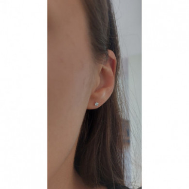 Boucles d'oreilles or 18 carats Topaze bleu 3mm