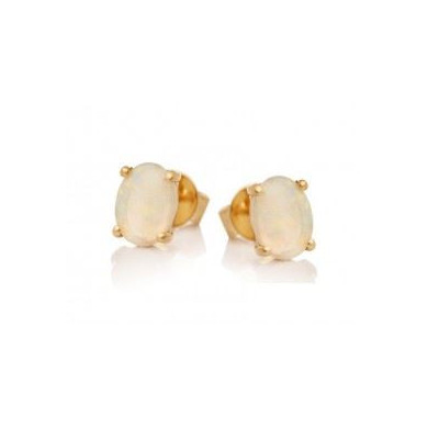 Boucles d'oreilles or 18 carats Puces avec opale