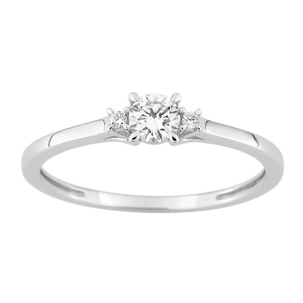 Bague femme Or  blanc 9 carats solitaire accompagné