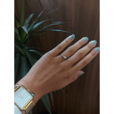 Bague femme Or  blanc 9 carats solitaire accompagné