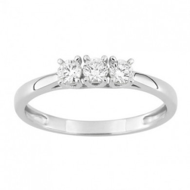 Bague femme Or  blanc 9 carats en trilogie
