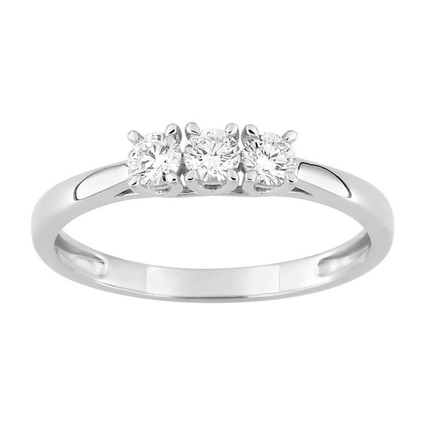 Bague femme Or  blanc 9 carats en trilogie