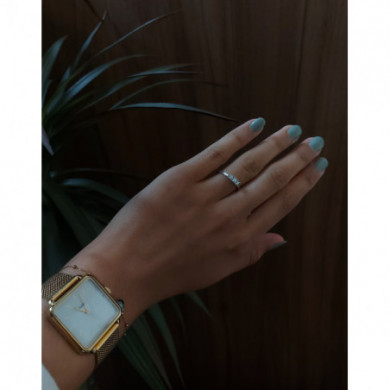 Bague femme Or  blanc 9 carats en trilogie