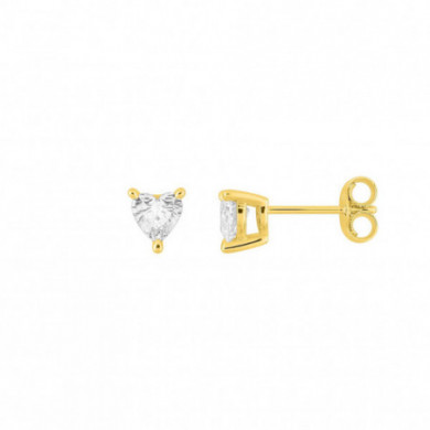 Boucles d'oreilles or puces ou clous diamant coeur 0,38 carat