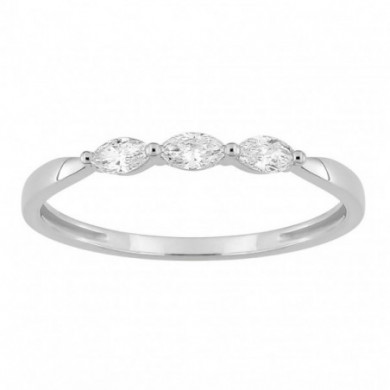 Bague femme Or alliance diamants navettes 0,19 carat