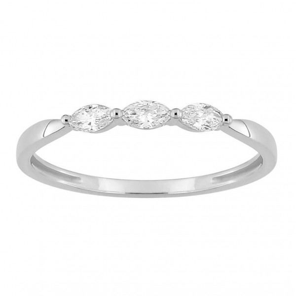 Bague femme Or alliance diamants navettes 0,19 carat