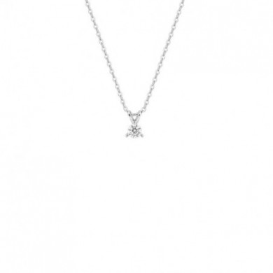 Collier Or blanc diamant solitaire 0,10 carat