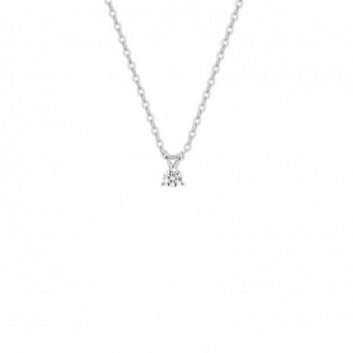 Collier Or blanc diamant solitaire 0,05 carat