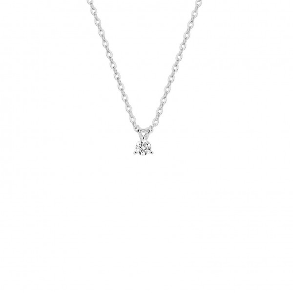 Collier Or blanc diamant solitaire 0,05 carat
