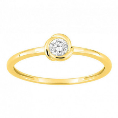 Bague femme Or jaune tulipe diamant 0,15 carat