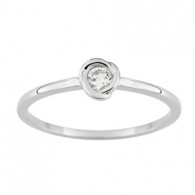 Bague femme Or blanc pétales diamant 0,10 carat
