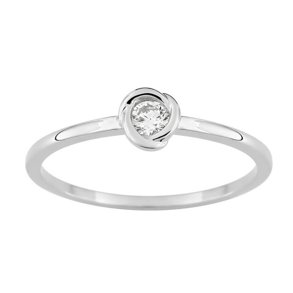 Bague femme Or blanc pétales diamant 0,10 carat