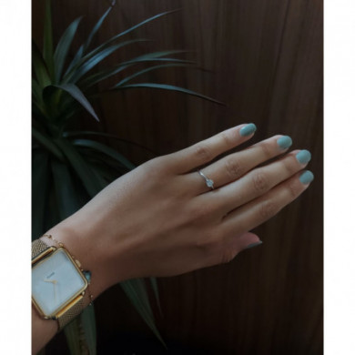 Bague femme Or blanc pétales diamant 0,10 carat