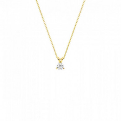 Collier or jaune diamant solitaire 0,20 carat