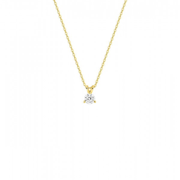 Collier or jaune diamant solitaire 0,20 carat