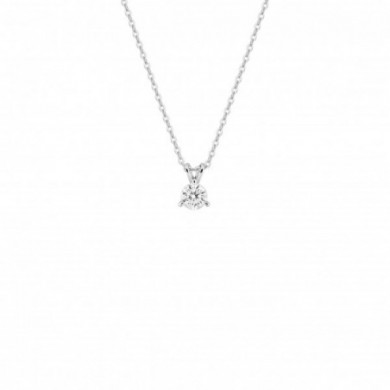 Collier or blanc diamant solitaire 0,20 carat