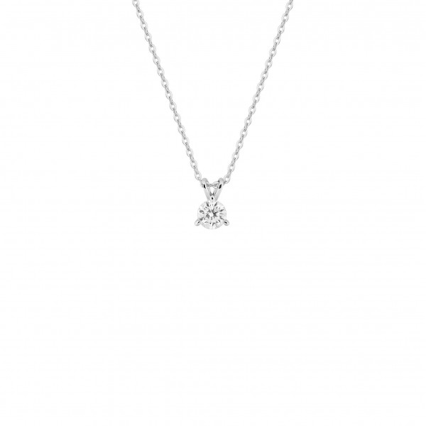 Collier or blanc diamant solitaire 0,20 carat
