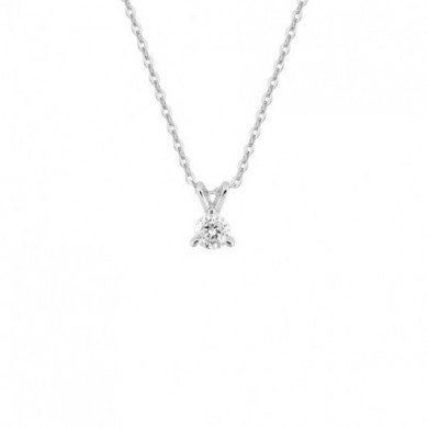 Collier or blanc diamant solitaire 0,15 carat