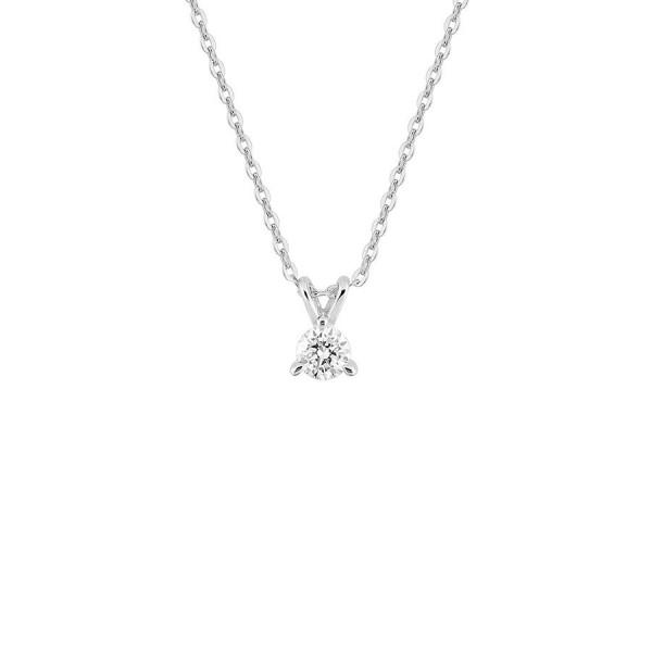 Collier or blanc diamant solitaire 0,15 carat