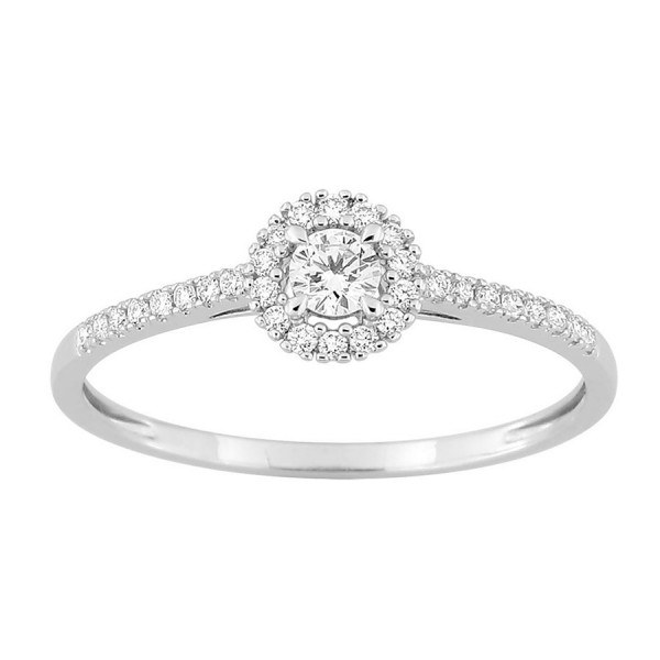 Bague femme Or blanc entourage diamants  0,22 carat