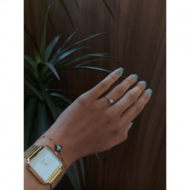 Bague femme Or blanc fleur diamants 0,15 carat