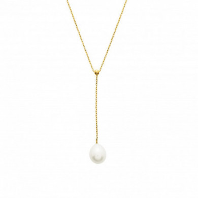 Collier or 18 carats pendentif chaine et perle de culture eau douce poire
