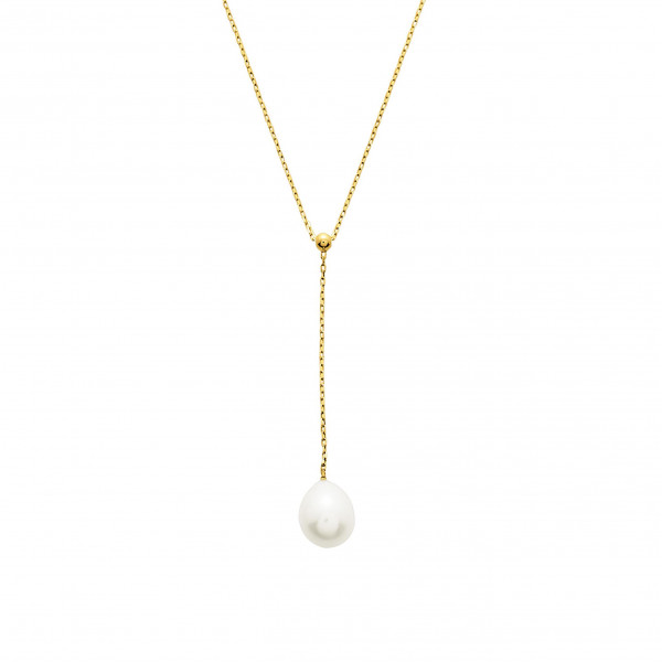 Collier or 18 carats pendentif chaine et perle de culture eau douce poire