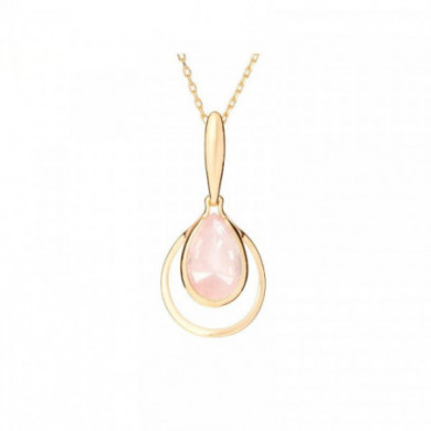 Pendentif or 18 carats quartz rose goutte