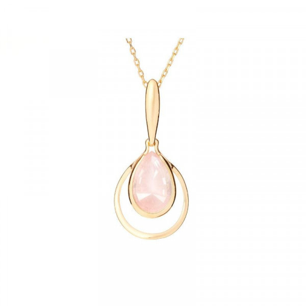 Pendentif or 18 carats quartz rose goutte