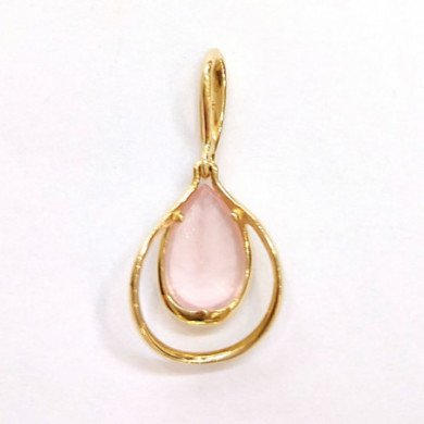 Pendentif or 18 carats quartz rose goutte