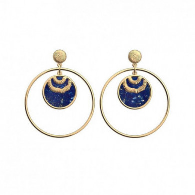 Boucles d’oreilles or GEORGETTES Nomade pierre bleue naturelle