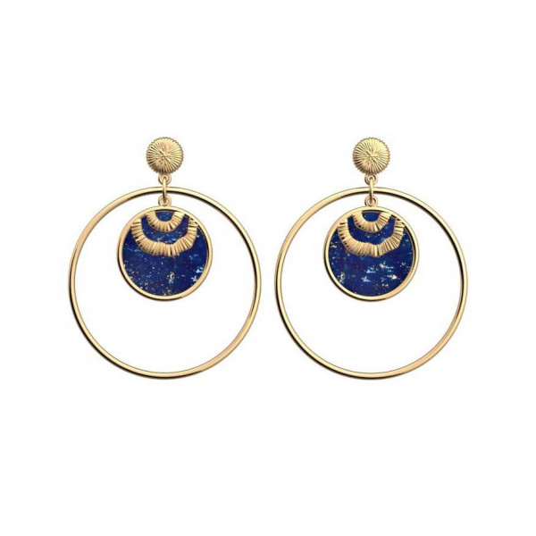 Boucles d’oreilles or GEORGETTES Nomade pierre bleue naturelle