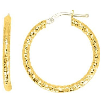 Boucles d'oreilles or 18 carats créoles rondes ciselé