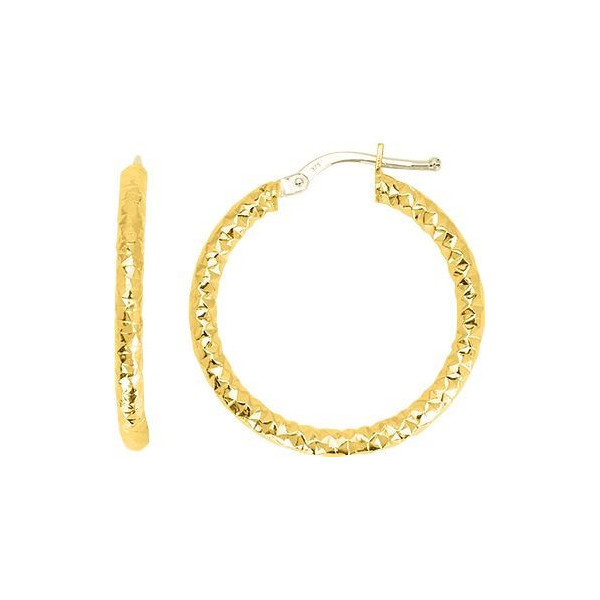 Boucles d'oreilles or 18 carats créoles rondes ciselé