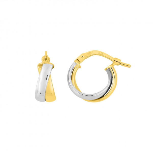 Boucles d'oreilles or 18 carats petites créoles bicolores