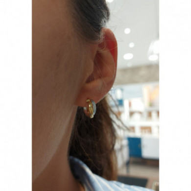 Boucles d'oreilles or 18 carats petites créoles bicolores
