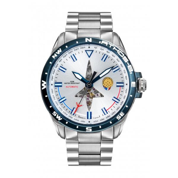Montre homme automatique, acier cadran argenté Patrouille de France