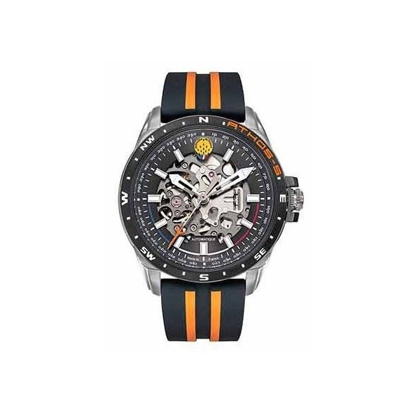 Montre homme automatique Silicone Noir et Orange Patrouille De France