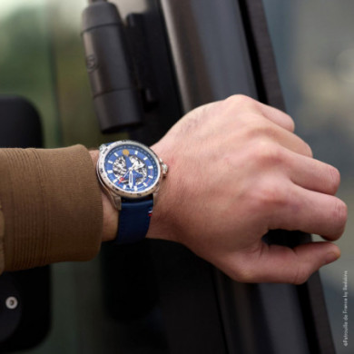 Montre homme automatique argenté cuir bleu Patrouille De France
