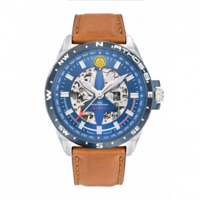 Montre homme automatique Bleu Cuir marron Patrouille De France