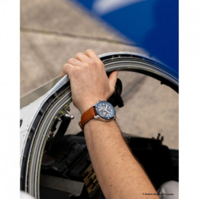 Montre homme automatique Bleu Cuir marron Patrouille De France