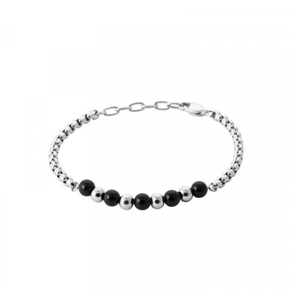 Bracelet acier homme AGATE NOIRE