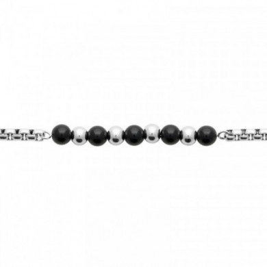 Bracelet acier homme AGATE NOIRE