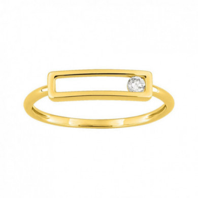 Bague or jaune rectangle diamant véritable