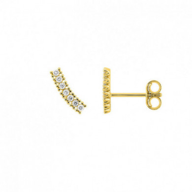 Boucles d'oreilles or jaune puces ou clous ligne diamants 0,10 carat