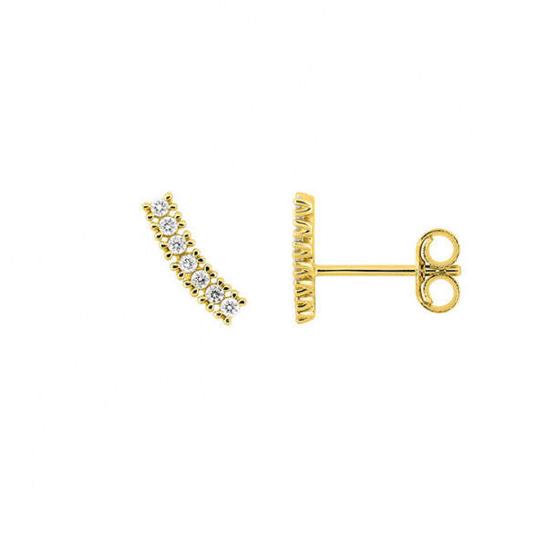 Boucles d'oreilles or jaune puces ou clous ligne diamants 0,10 carat
