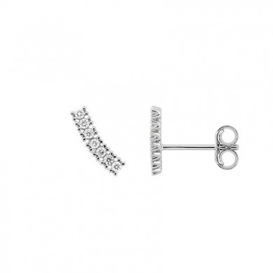 Boucles d'oreilles or blanc puces ou clous ligne diamants 0,10 carat