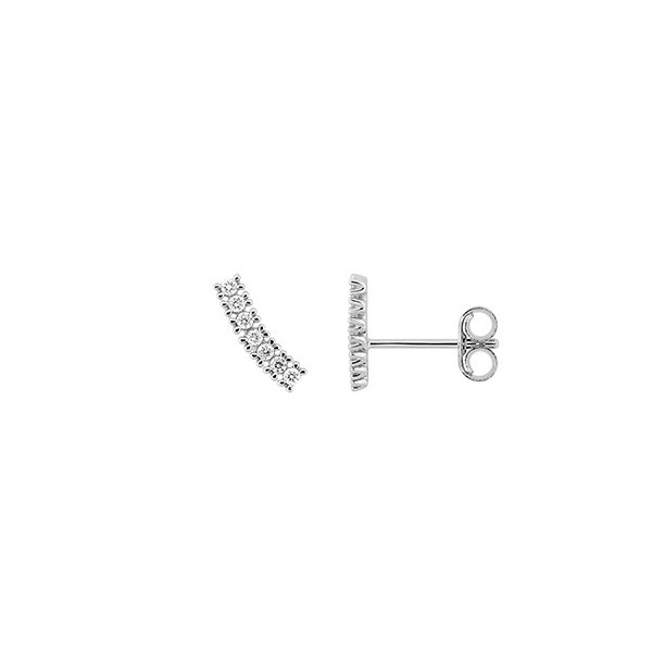 Boucles d'oreilles or blanc puces ou clous ligne diamants 0,10 carat